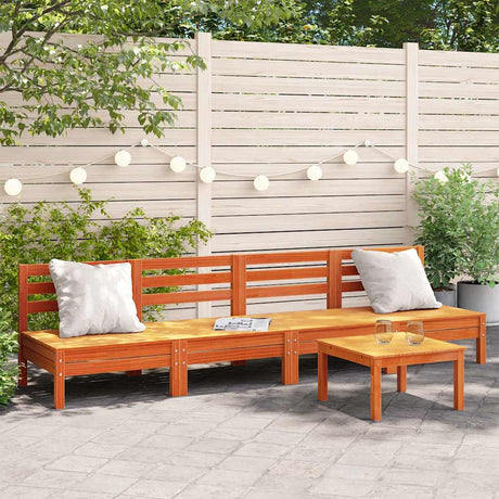 Vidaxl tuinbanken 4 st zonder armleuning massief grenenhout wasbruin