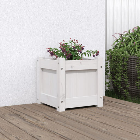 Donica Vidaxx 31x31x31 cm z litego drewna sosnowego w kolorze białym
