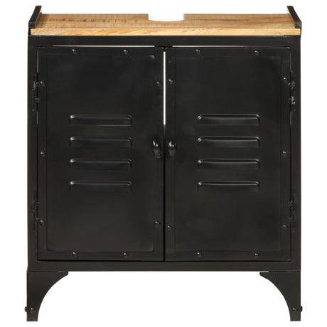Vidaxl wastafelkast 55x35x60 cm ijzer en massief mangohout