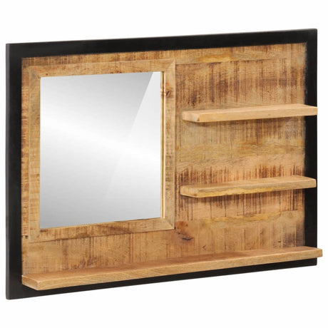 Lustro Vidaxx z półkami 80x8x55 cm szkło i lite drewno mango