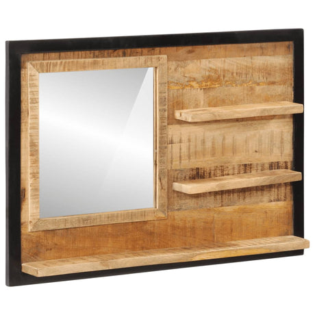 Lustro Vidaxx z półkami 80x8x55 cm szkło i lite drewno mango