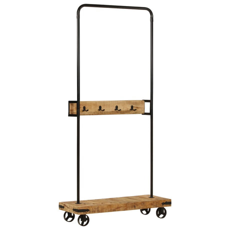 Wieszak na ubrania Vidaxx na kółkach 90x35x190 cm z litego drewna mango i żelaza