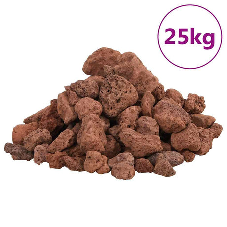 VidaXL kamienie lawowe 25 kg 1-2 cm czerwone
