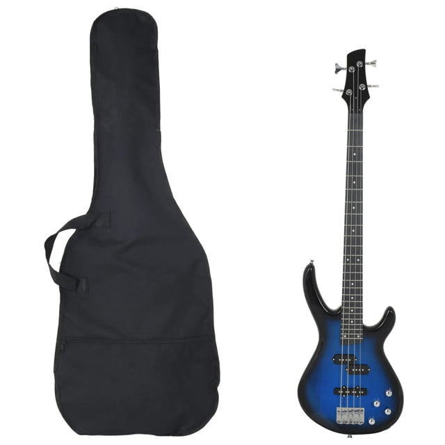 Gitara basowa Vidaxxl dla początkujących, elektryczna z torbą 4 4 46 niebiesko-czarna