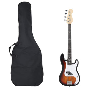 Gitara basowa Vidaxxl dla początkujących, elektryczna z torbą 4 4 46 brązowo-biała