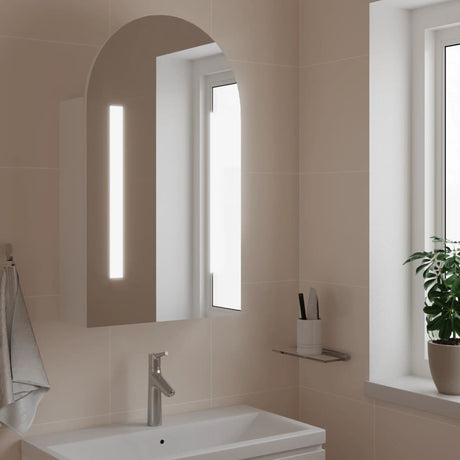 Vidaxl badkamerkast met spiegel en led gebogen 42x13x70 cm wit