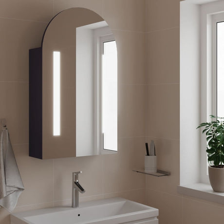 Vidaxl badkamerkast met spiegel en led gebogen 42x13x70 cm grijs