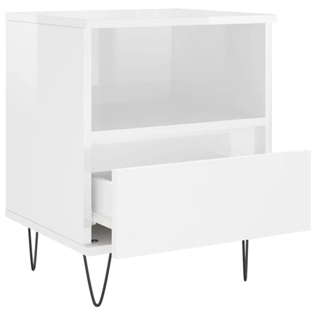 Vidaxl nachtkastje 40x35x50 cm bewerkt hout hoogglans wit
