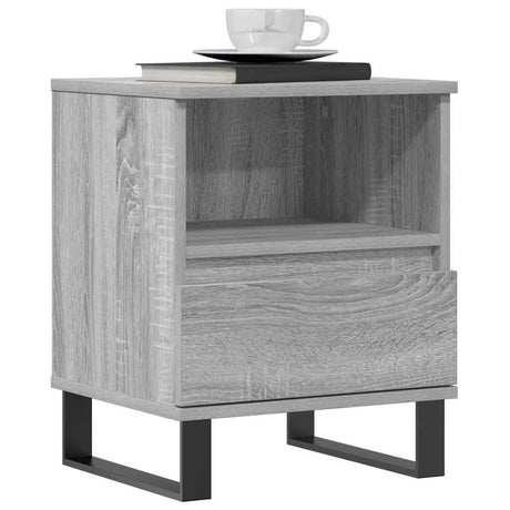 Vidaxl nachtkastje 40x35x50 cm bewerkt hout grijs sonoma eikenkleurig