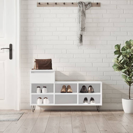 Szafka na buty Vidaxx 102x36x60 cm wykończona drewnem na wysoki połysk w kolorze białym