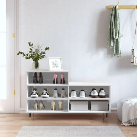 Szafka na buty Vidaxx 102x36x60 cm wykończona drewnem na wysoki połysk w kolorze białym