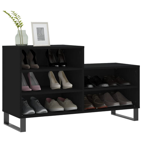 Szafka na buty Vidaxx 102x36x60 cm wykończona drewnem w kolorze czarnym