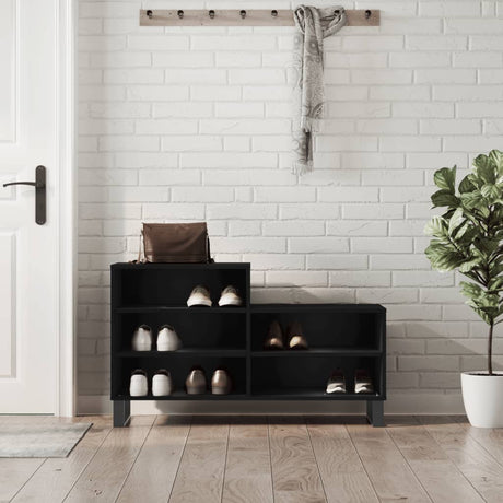 Szafka na buty Vidaxx 102x36x60 cm wykończona drewnem w kolorze czarnym