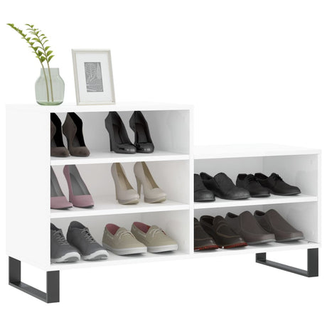 Szafka na buty Vidaxx 102x36x60 cm wykończona drewnem na wysoki połysk w kolorze białym