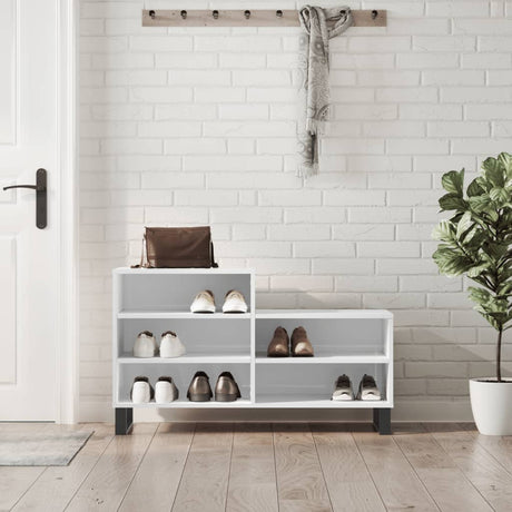 Szafka na buty Vidaxx 102x36x60 cm wykończona drewnem na wysoki połysk w kolorze białym