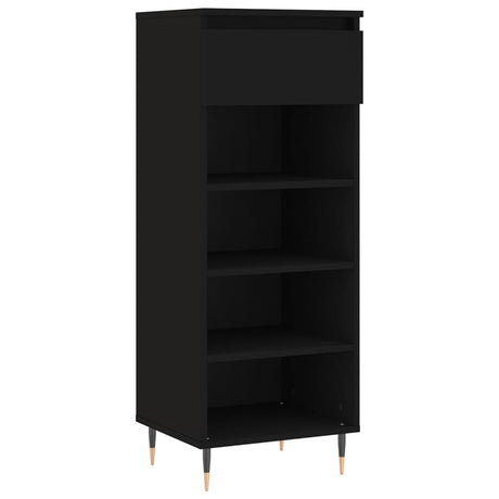 Szafka na buty Vidaxx 40x36x105 cm wykończona drewnem w kolorze czarnym