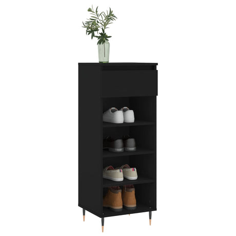 Szafka na buty Vidaxx 40x36x105 cm wykończona drewnem w kolorze czarnym