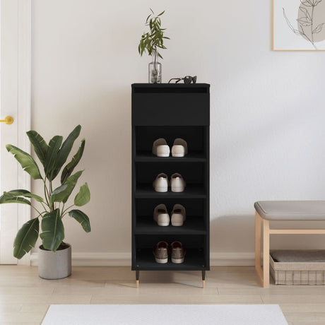 Szafka na buty Vidaxx 40x36x105 cm wykończona drewnem w kolorze czarnym