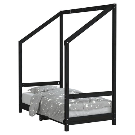 Vidaxl kinderbedframe 70x140 cm massief grenenhout zwart