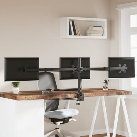 Stojak na monitor Vidaxl potrójny VESA 75 100 mm stalowy czarny