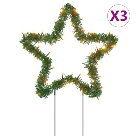 VidaXL Lampki choinkowe gwiazdki, 3 szt. z kolcami w ziemi, 50 diod LED, 29 cm