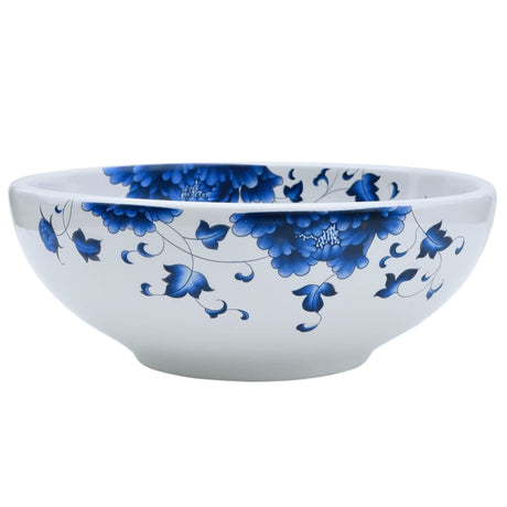 Zlew natynkowy Vidaxx okrągły φ41x14 cm ceramiczny biało-niebieski