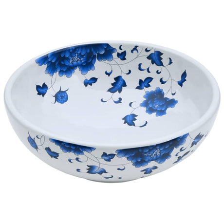 Zlew natynkowy Vidaxx okrągły φ41x14 cm ceramiczny biało-niebieski