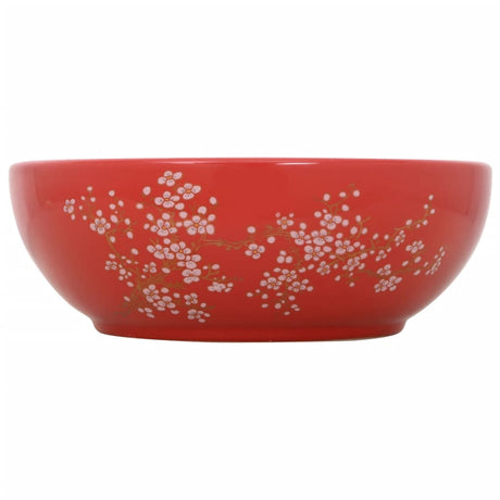 Zlew natynkowy Vidaxx okrągły φ41x14 cm ceramiczny biało-czerwony