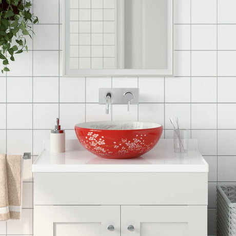 Zlew natynkowy Vidaxx okrągły φ41x14 cm ceramiczny biało-czerwony