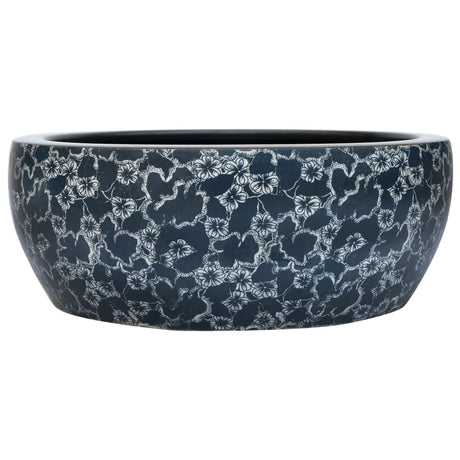Zlew natynkowy Vidaxx okrągły φ41x14 cm ceramiczny czarno-niebieski