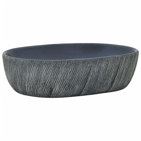 Owalny zlew nablatowy Vidaxx 47x33x13 cm ceramiczny czarno-szary