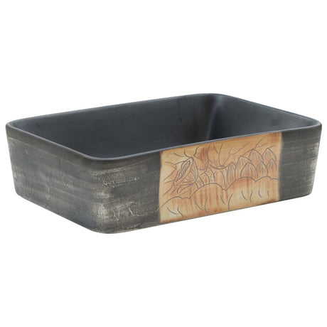 Zlew natynkowy Vidaxx prostokątny 46x35,5x13 cm ceramiczny czarno-brązowy