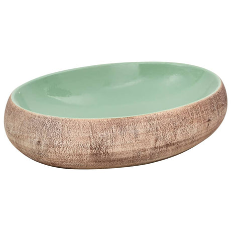 Zlew nablatowy Vidaxx owalny 59x40x15 cm ceramiczny zielony i brązowy