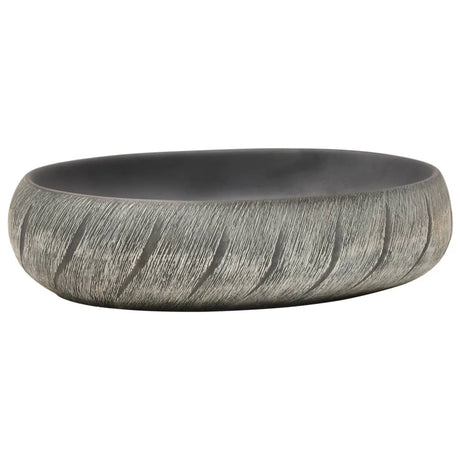 Owalny zlew nablatowy Vidaxx 59x40x15 cm ceramiczny czarno-szary