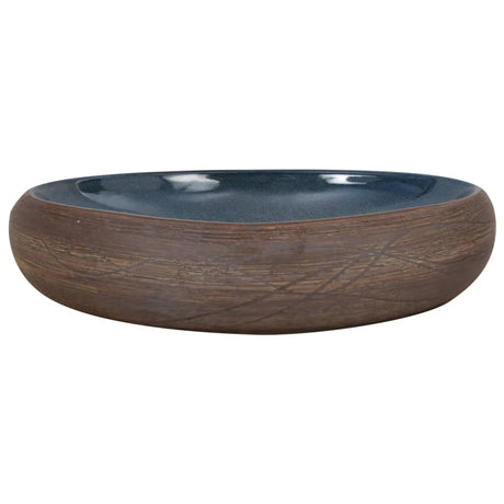 Zlew nablatowy Vidaxx owalny 59x40x15 cm ceramiczny brązowo-niebieski