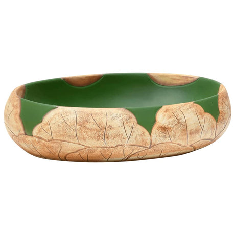 Zlew nablatowy Vidaxx owalny 59x40x15 cm ceramiczny zielony i brązowy