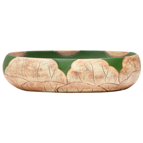 Zlew nablatowy Vidaxx owalny 59x40x15 cm ceramiczny zielony i brązowy