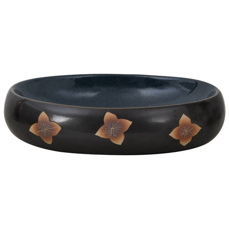Zlew nablatowy Vidaxx owalny 59x40x15 cm ceramiczny czarno-niebieski