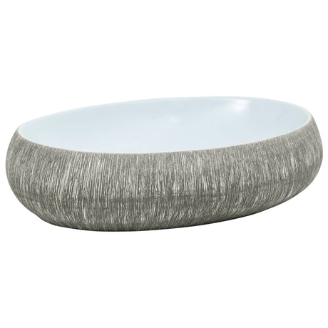 Zlew nablatowy Vidaxx owalny 59x40x15 cm ceramiczny szary i niebieski