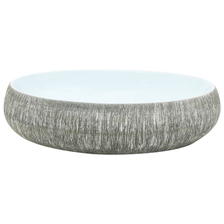 Zlew nablatowy Vidaxx owalny 59x40x15 cm ceramiczny szary i niebieski