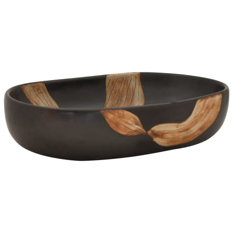 Zlew nablatowy Vidaxx owalny 59x40x14 cm ceramiczny czarny