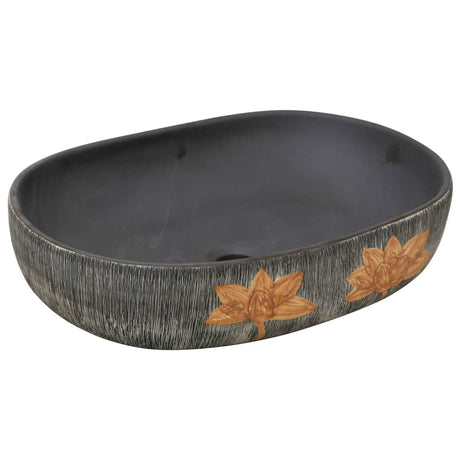 Zlew nablatowy Vidaxx owalny 59x40x14 cm ceramiczny szary i czarny