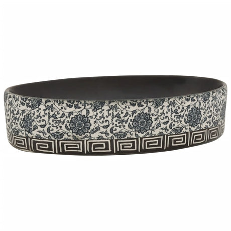 Zlew nablatowy Vidaxx owalny 56,5x36,5x13,5 cm ceramiczny czarno-niebieski