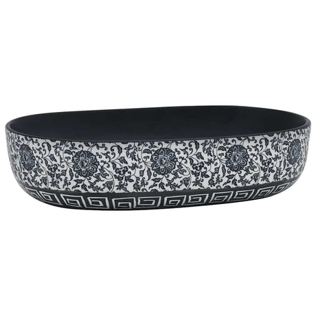 Zlew nablatowy Vidaxx owalny 59x40x14 cm ceramiczny czarno-niebieski