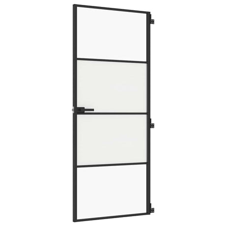 Drzwi wewnętrzne Vidaxx wąskie 83x201,5 cm szkło hartowane i aluminium w kolorze czarnym