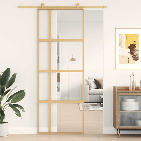 Drzwi przesuwne Vidaxx 76x205 cm przezroczyste szkło ESG i aluminium w kolorze złotym