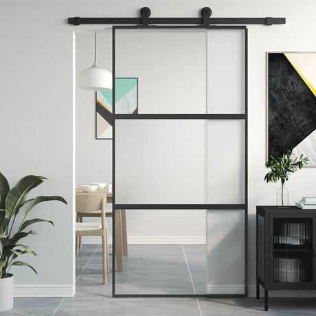 Drzwi przesuwne Vidaxx 102,5x205 cm szkło hartowane i aluminium w kolorze czarnym