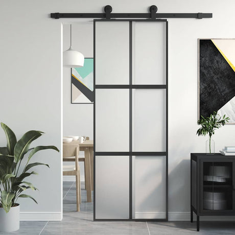 Drzwi przesuwne Vidaxx 76x205 cm szkło hartowane i aluminium w kolorze czarnym