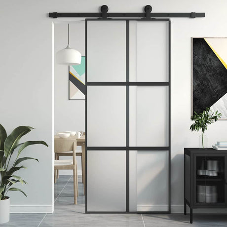 Drzwi przesuwne Vidaxx 90x205 cm szkło hartowane i aluminium w kolorze czarnym