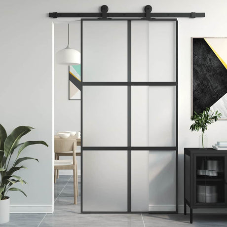 Drzwi przesuwne Vidaxx 102,5x205 cm szkło hartowane i aluminium w kolorze czarnym